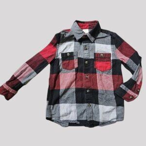 GYMBOREE Red and Black Plaid Flannel Button Front Shirt Boys Size 4